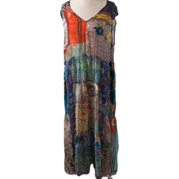 Johnny Was Dresses & Skirts - NEW Johnny Was Cherika Natania Dress Large Mixed Floral Print Boho Patchwork NWT